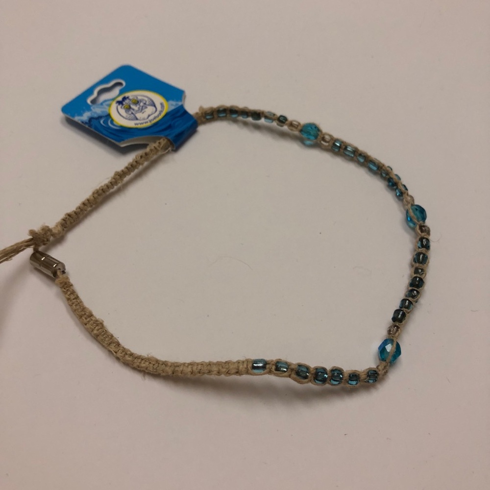 Joe Bonk 100% Hemp Blue Beaded Necklace W/ Clasp